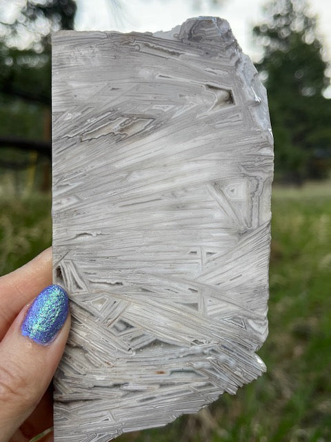 White Lattice Lace Agate with Drusy Mexico