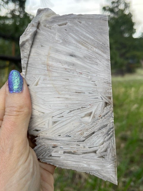 White Lattice Lace Agate with Drusy Mexico