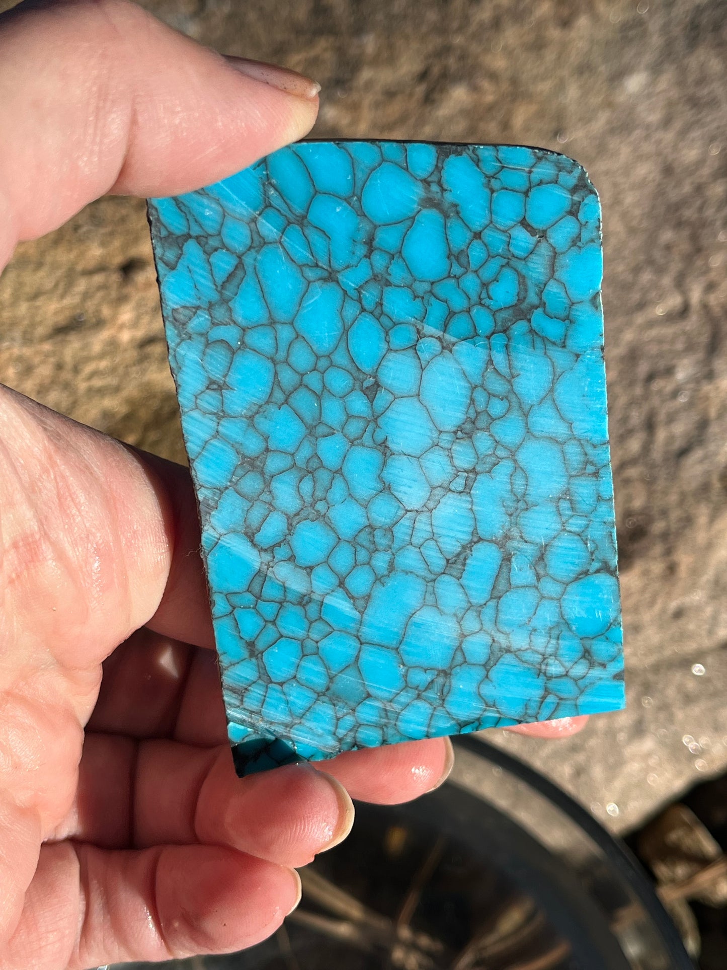 Composite turquoise lapidary slab