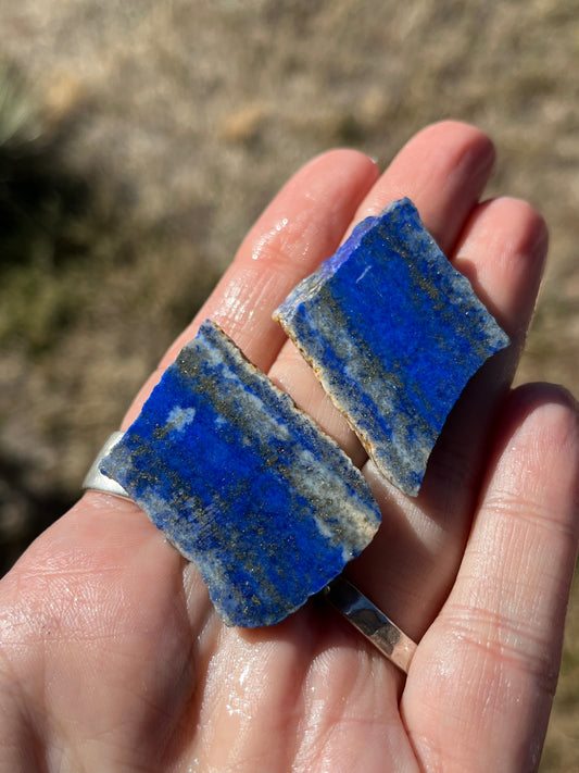 Two Small Lapis Lazuli stone slabs for Lapidary