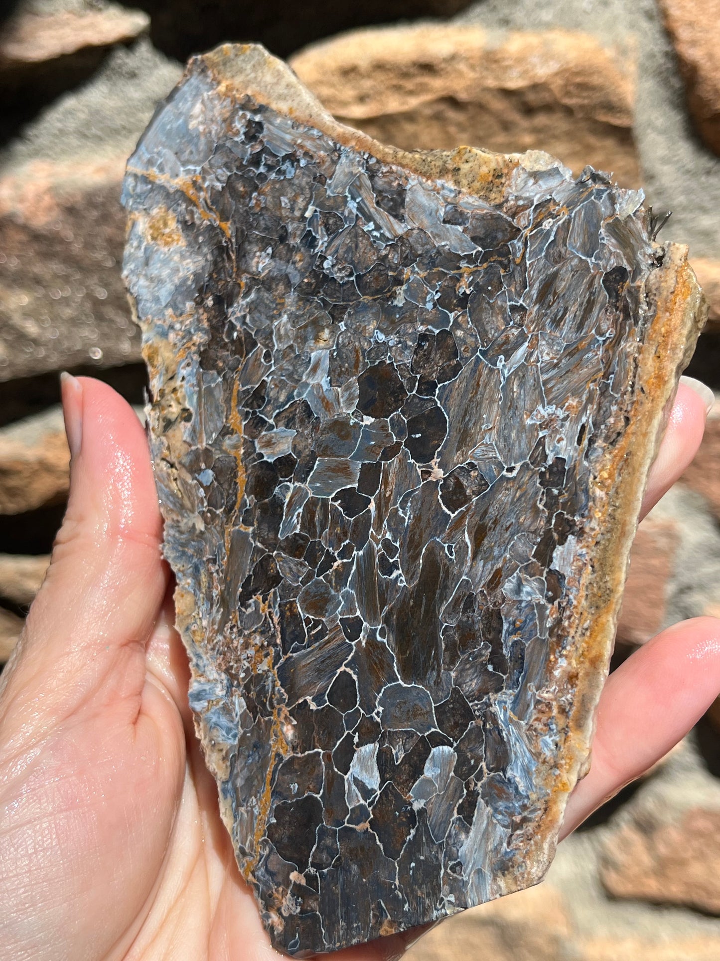 Blue Pietersite stone slab for lapidary